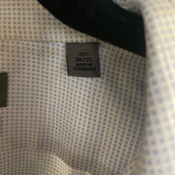 Dr. Calvin Klein Long-sleeve blue and white checker dress shirt button 34/35 - Picture 4 of 4